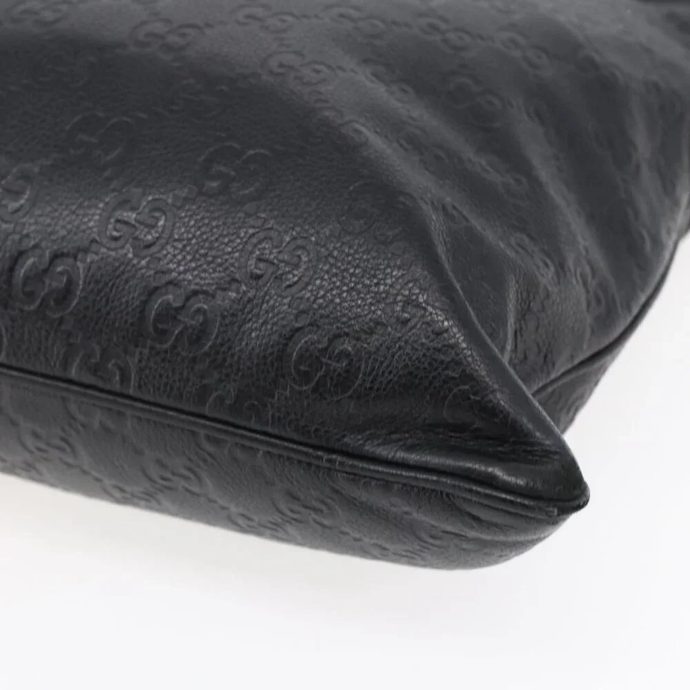 Authentic GUCCI GG Canvas Guccissima Shoulder Bag Leather Black Gold 201446 - Picture 16 of 16